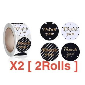 2Rolls (500x2) Thank You Stickers / packaging seal label NEW
